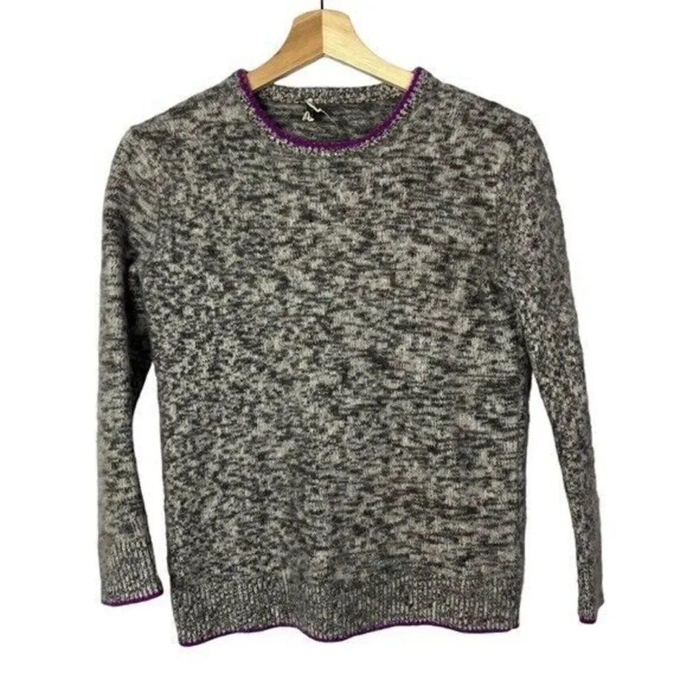 J. Crew Tipped Relaxed Fit Cashmere Gray Crewneck Sweater XXS
